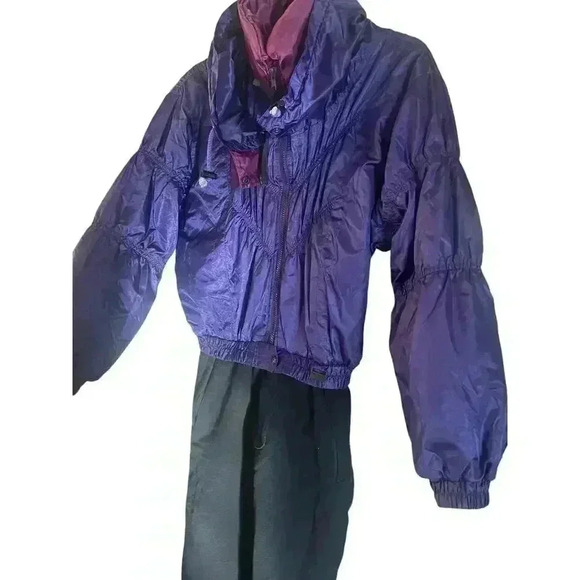 Vtg White Fir Women Ski Snowsuit Purple Stirrup Sz 10 Snowboard Winter One Piece - Picture 8 of 10